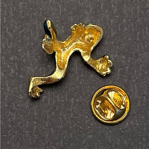 Vintage Frog Pin Green Enamel and Goldtone - Picture 5 of 5